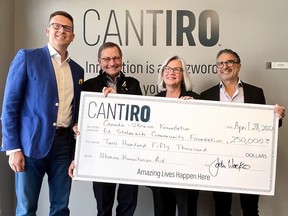 L to R: Jodie Wacko (Cantiro, COO); Ed Stelmach (Ed Stelmach Community Foundation, Co-Founder), Olesia Luciw-Andryjowycz (Canada-Ukraine Foundation, Director) and George Cantalini (Cantiro, CEO)