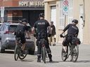 Police are patrolling Edmonton's Chinatown district on Thursday, May 26, 2022, following two recent random murders in the area.
