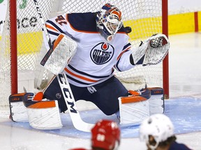 The beginning of a long night for Edmonton Oilers as Mike Smith is overpowered on the first shot of the series after just 27 seconds.