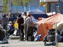 A homeless encampment in downtown Edmontons Chinatown district on May 25, 2022.