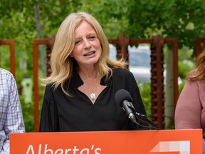 Alberta NDP Leader Rachel Notley speaks during a press conference in Calgary on Thursday, June 16, 2022.