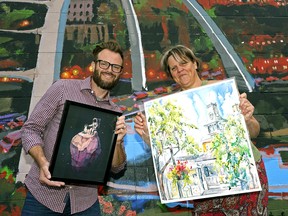 Artists Jared Robinson, left, and Karen Bishop are two of approximately three hundred artists participating in Edmonton's Whyte Avenue Art Walk in Old Strathcona July 8-10.