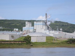 The Peace River pulp mill in the boreal forest region north of Peace River on July 11, 2020. Mercer Peace River's mill operations began in 1990 and produce both softwood and hardwood pulp.