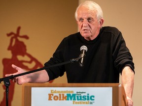 Edmonton Folk Music Festival producer Terry Wickham announces the 2022 lineup during a press conference at Cloverdale Community League Hall in Edmonton, on Wednesday, May 25, 2022. The festival returns Aug. 4 - 7 at Gallagher Park. Ticket sales begin online only on June 4.