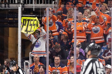 Fans cheer as the Edmonton Oilers battle the Colorado Avalanche during second period of Game 4 of the NHL Western Conference Final action at Rogers Place in Edmonton, on Monday, June 6, 2022.