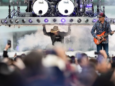 Garth Brooks (centre) performs a sold out show at Commonwealth Stadium in Edmonton, on Friday, June 24, 2022.