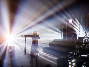 Purity Ring performs at the Winspear Centre in Edmonton, Alta., on Friday, October 21, 2016.
