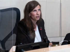 Coun. Anne Stevenson speaks as members of Chinatown's community talk about violence, lawlessness and criminality during a discussion about the Community Safety and Well-being Strategy at city council in Edmonton on May 24, 2022.