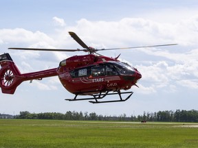 STARS shows off the new, state-of-the-art Airbus H145 helicopter that will join its fleet on Tuesday, June 21, 2022 in Edmonton. The new model is part of an initiative to replace STARS’ fleet across Western Canada.