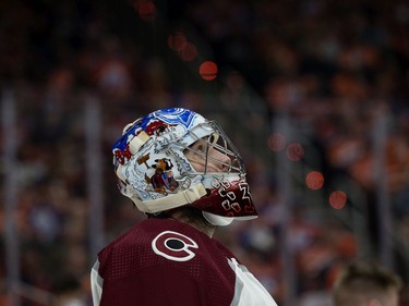 Colorado Avalanche's goalie Pavel Francouz (39) during first period action against the Edmonton Oilers during Game 3 of the Western Conference Final at Rogers Place, in Edmonton Saturday June 4, 2022.