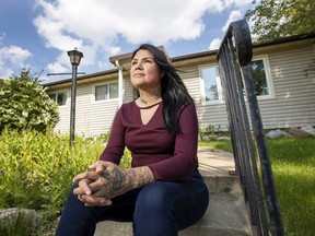 Melissa Bigstone talks about her surprise learning she has been featured on a couple of renters' blacklists on Thursday, June 30, 2022 in Edmonton.