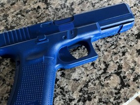 An Edmonton Police Service uniform and equipment including a blue plastic training pistol were stolen from a vehicle in the St. Albert area.