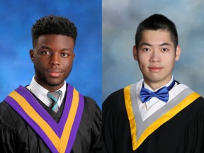 Edmonton Catholic high schools students Raphael Kelly, left, and Colin Chan were awarded the Schulich Leadership Scholarship,