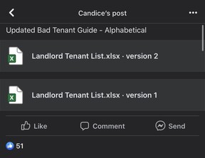 Edmonton tenants angry over more landlord "bad tenants" lists found Former Facebook group admin