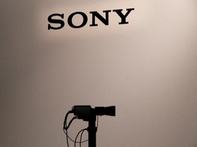 Sony Corp's logo is seen at its news conference in Tokyo, Japan Nov. 1, 2017.