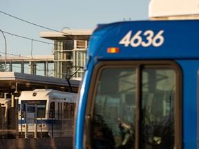 The Century Park LRT and transit stations are seen in Edmonton on Feb. 24, 2021.