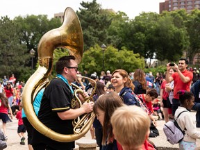 'It means so many different things': Crowds return to Alberta Legislature grounds to mark Canada Day 2 Brass Tactics performs to a grateful crowd during Canada Day celebrations at the Alberta Legislature in Edmonton on Friday, July 1, 2022.