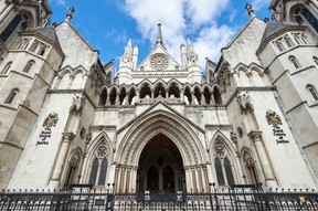 The front entrance to The Royal Courts of Justice is pictured in London, England, Aug. 21, 2016.