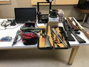 After executing a search warrant at a Barrhead, Alta., home, RCMP said it seized drugs and several firearms including a shotgun, two long guns and a rifle with a mix of original and 3D-printed parts.