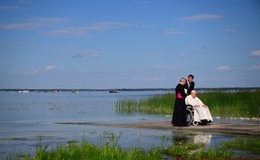Pope Francis articipates in the Lac Ste. Anne Pilgrimage and Liturgy of the Word at Lac Ste. Anne, northwest of Edmonton, Alberta, Canada, July 26, 2022. (