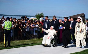 Pope Francis participates in the Lac Ste. Anne Pilgrimage and Liturgy of the Word at Lac Ste. Anne, northwest of Edmonton, Alberta, Canada, July 26, 2022.