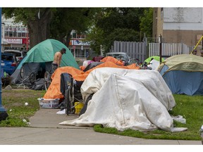 A homeless camp in the inner-city on July 4, 2022, in Edmonton.