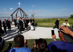 Pope Francis blesses pilgrims who are attending the pilgrimage to Lac Ste Anne, Alberta, Canada July 26, 2022.  =