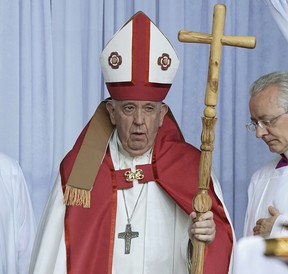 Pope Francis, the head of the Roman Catholic Church, delivered an outdoor mass at Commonwealth Stadium in Edmonton, Canada on Tuesday July 26, 2022. The pontiff was on a penitential pilgrimage to Canada to apologize for the role that the Catholic Church had in residential schools in Canada.