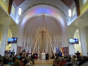 Pope Francis, the current head of the Catholic Church, visited the Church of the Sacred Heart in Edmonton, Alberta on Monday, July 25, 2022, the first stop on his penitential pilgrimage to Canada.