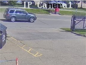 The suspect vehicle in connection with a hit and run linked to a foiled theft in St Albert on July 14, 2022.