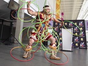 Three time world champion hoop dancer Dallas Arcand is at two Green Shack shows Friday.