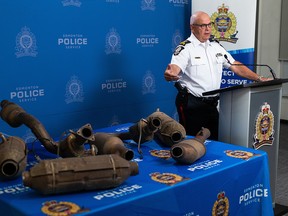 Police Chief Dale McFee during the launch of the Catalytic Converter Challenge on Wednesday, Aug. 31, 2022, that will utilize the Community Solutions Accelerator to seek ideas and technological innovations from the public to help solve the problem of rising catalytic converter theft and offer up to $50,000 for a viable solution.