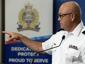 Edmonton Police Chief Dale McFee discusses Edmonton's crime stats during a press conference, Thursday Aug. 4, 2022.