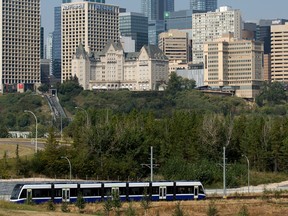 Crews test the Valley Line LRT at the Muttart LRT stop in Edmonton, Tuesday, Aug 23, 2022.