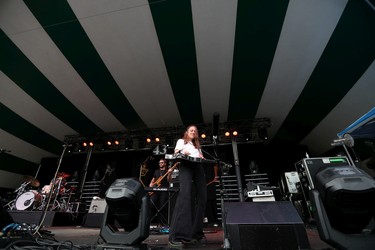 Megan Lovell of Larkin Poe performs on the main stage at the Edmonton Folk Music Festival, Saturday Aug. 6, 2022.