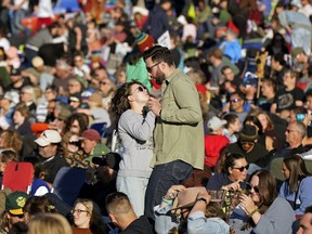 Ethan Boehm dances with his new bride Lauren Mann during a performance by William Prince at the 2022 Edmonton Folk Music Festival in Edmonton on Thursday, August 4, 2022. The couple was married last Sunday and the first song at their wedding was by William Prince.