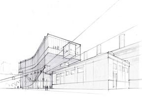 Concept Sketch of Power Plant Station for the Prairie Sky Gondola in Edmonton. Image courtesy of Prairie Sky Gondola.