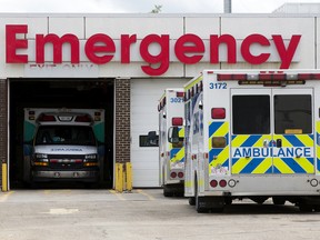 The ambulance emergency bay entrance at the Misericordia Community Hospital in Edmonton on Aug. 4, 2022.