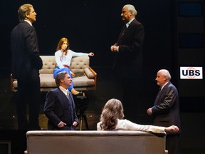 The Citadel Theater production of network features (left to right), starring Alex Poch-Goldin, Alana Hawley Purvis and Jim Mezon.