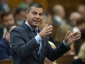 MP Alain Rayes rises to question the government during Question Period, Monday, November 29, 2021 in Ottawa.