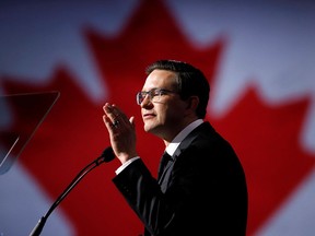 Pierre Poilievre speaks after being elected as the new leader of Canada's Conservative Party in Ottawa on Saturday, Sept. 10.