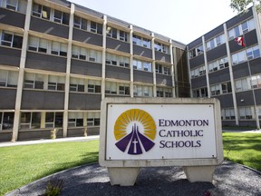 Edmonton Catholic Schools offices in Edmonton, Alta. on Thursday May 14, 2015. The division's board of trustees updated its 2022-23 budget and is seeking approval from the province.