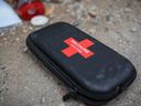 A discarded naloxone kit is seen in downtown Calgary on Tuesday, November 23, 2021.