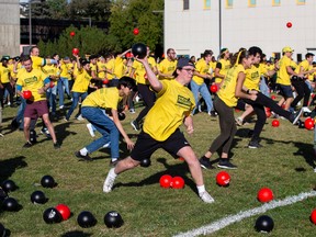 The University of Alberta Students' Union (UASU) and the University of Alberta (U of A) are joining forces to break the Guiness World Record for the World's Largest Dodgeball Game on Friday, Sept. 23, 2022 in Edmonton. Greg Southam-Postmedia