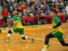 Australia competes against in the gold medal foam dodgeball game against Malaysia on Sunday, Sept. 4, 2022 in Edmonton.