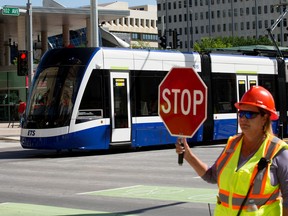 Crews continue to test the Valley Line LRT through downtown Edmonton, Friday July 8, 2022. Photo By David Bloom