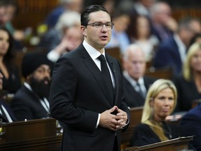 Conservative leader Pierre Poilievre in the House of Commons on Parliament Hill in Ottawa.