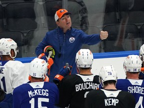 Edmonton Oilers head coach Jay Woodcroft at training camp on Thursday, September 22, 2022, at Rogers Place in Edmonton.