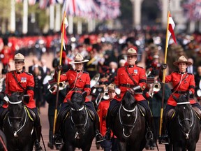 Members of the Royal Canadian Mounted Police are seen during The State Funeral of Queen Elizabeth II on September 19, 2022 in London, England.