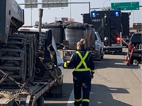 The Edmonton Police Service's Commercial Vehicle Investigation Unit (CVIU) pulled 110 commercial vehicles off the road for failing to meet various safety compliance regulations during its recent three-day fall inspection event. 
Supplied image